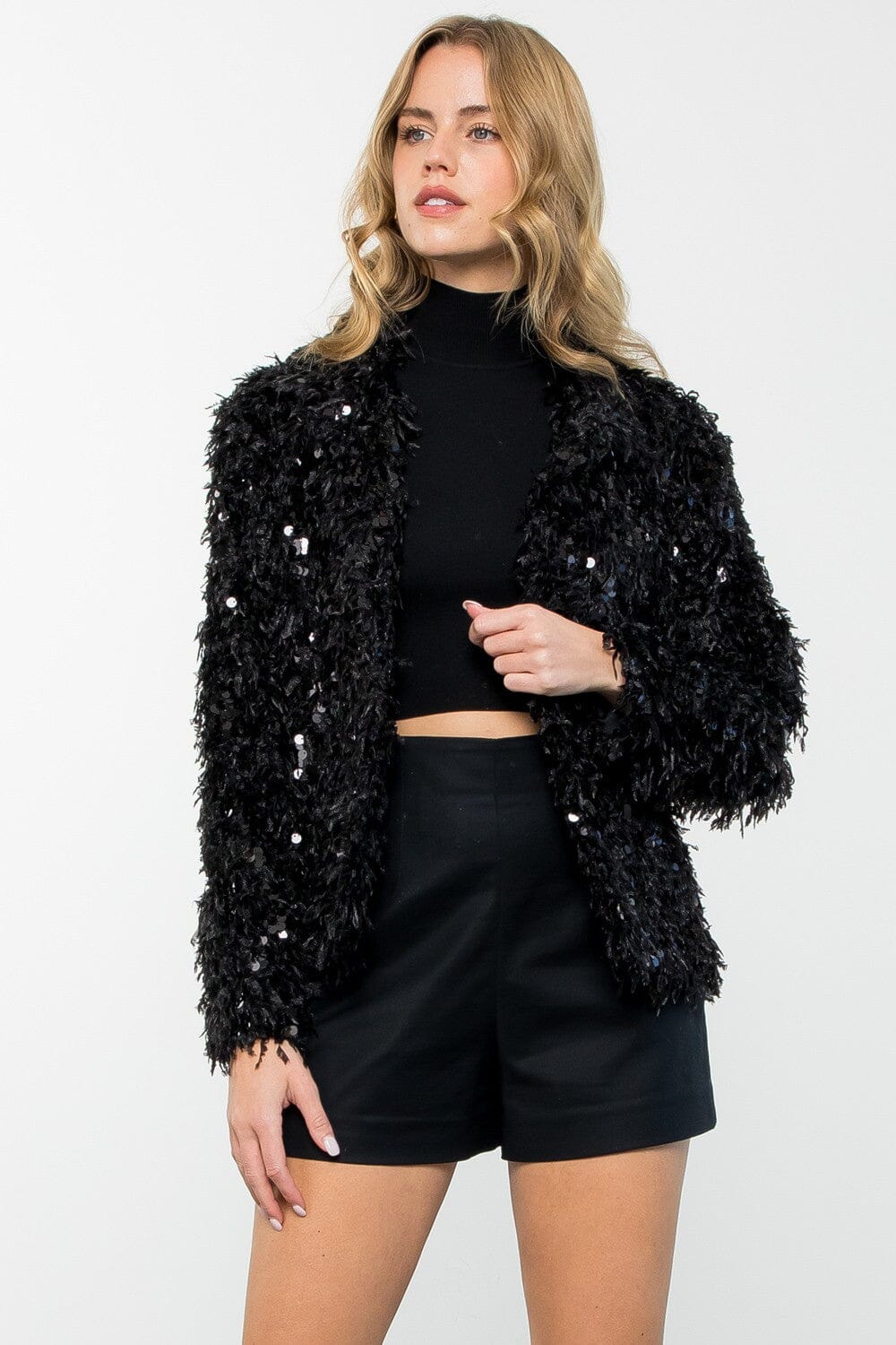 Sequin Detail Fringe Jacket thml 