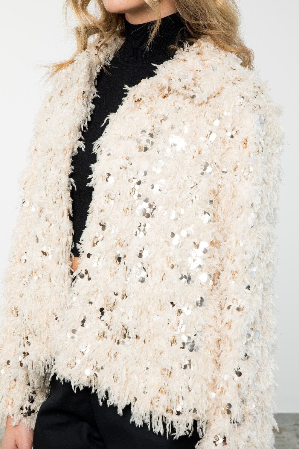 Sequin Detail Fringe Jacket thml 