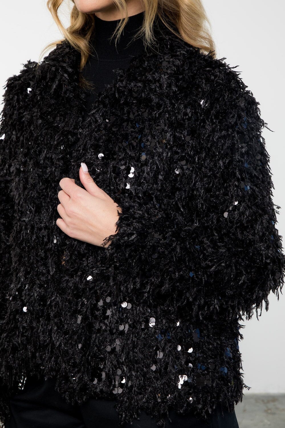 Sequin Detail Fringe Jacket thml 