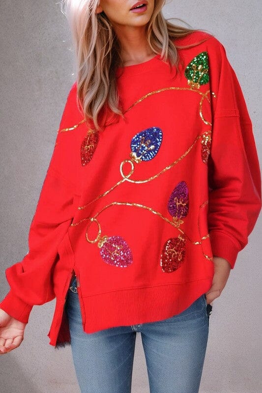 Sequin Lightbulb Oversized Sweatshirt Shewin 