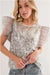 Sequin Ruffled Sleeve Top Ces Femme 