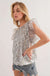 Sequin Ruffled Sleeve Top Ces Femme 