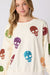 Sequin Skull Sweatshirt peach love california 