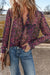 Sheer Grape Polka Dot Printed Button Down Shirt shiying 