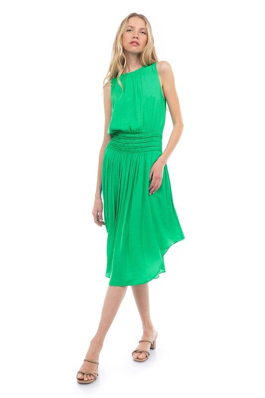 Silky Smocked Waist Midi naked zebra 