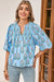 Sky Blue Floral Striped Top Shewin 