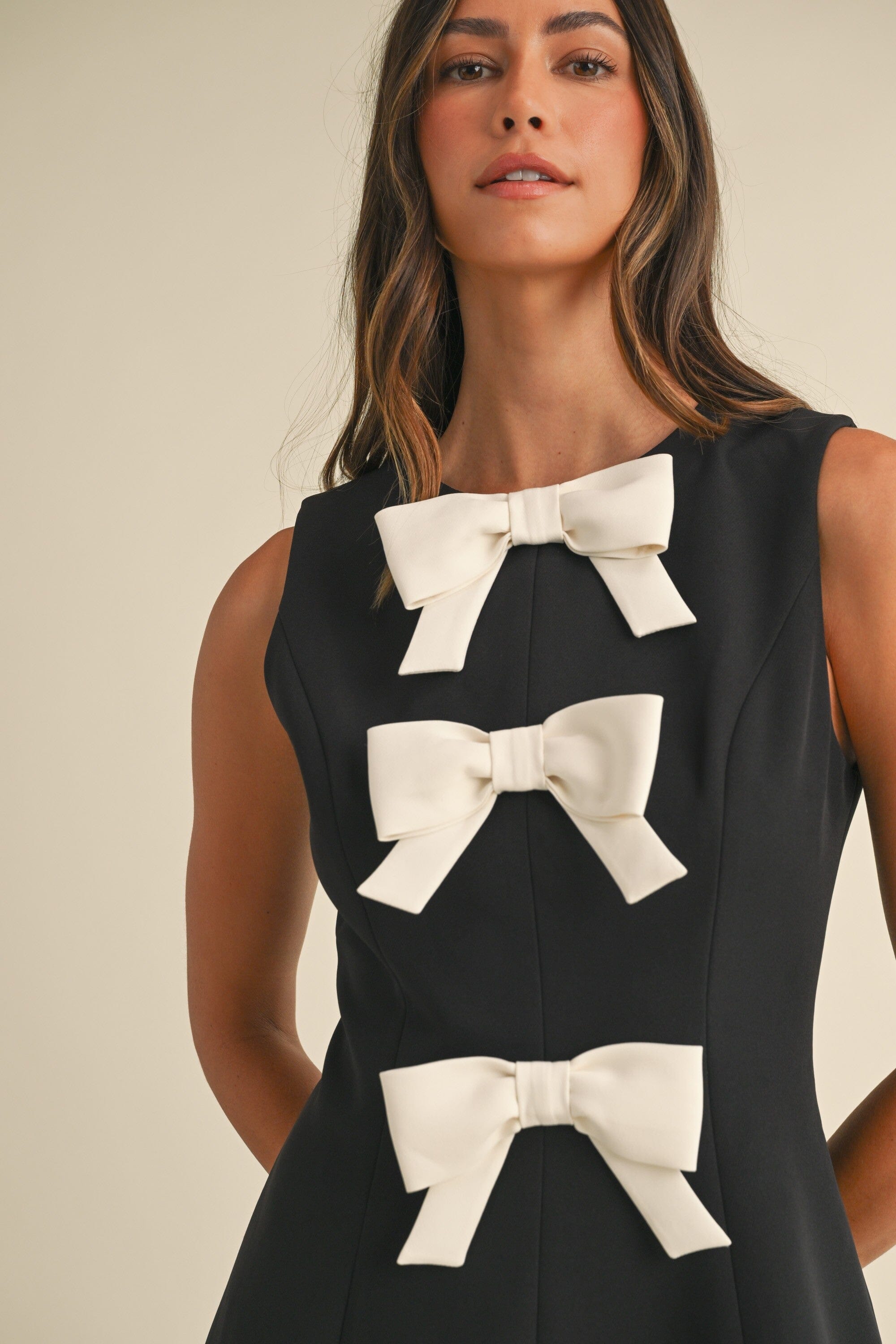 SLEEVELESS THREE BOW MINI DRESS Mable 