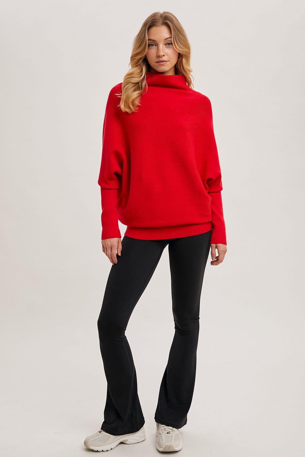 SLOUCH NECK DOLMAN PULLOVER RED BluIvy 