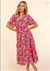 Smock Waist Floral Pink Midi Haptics 