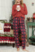 Solid Long Sleeve Top and Plaid Pants Loungewear Shewin 