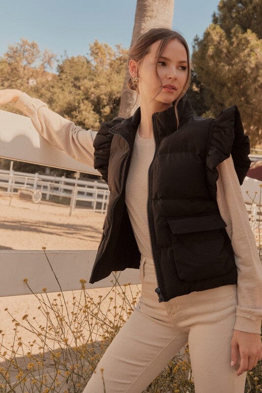 Solid Puffer Vest with Pockets jodifil 