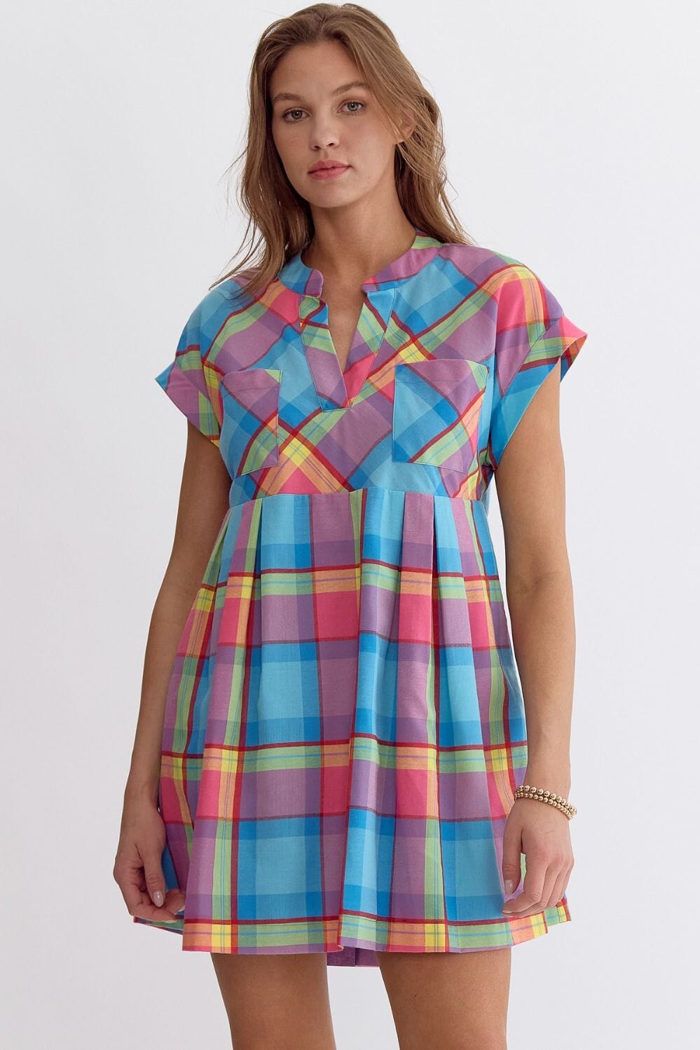 Spring Plaid Babydoll Dress entro 