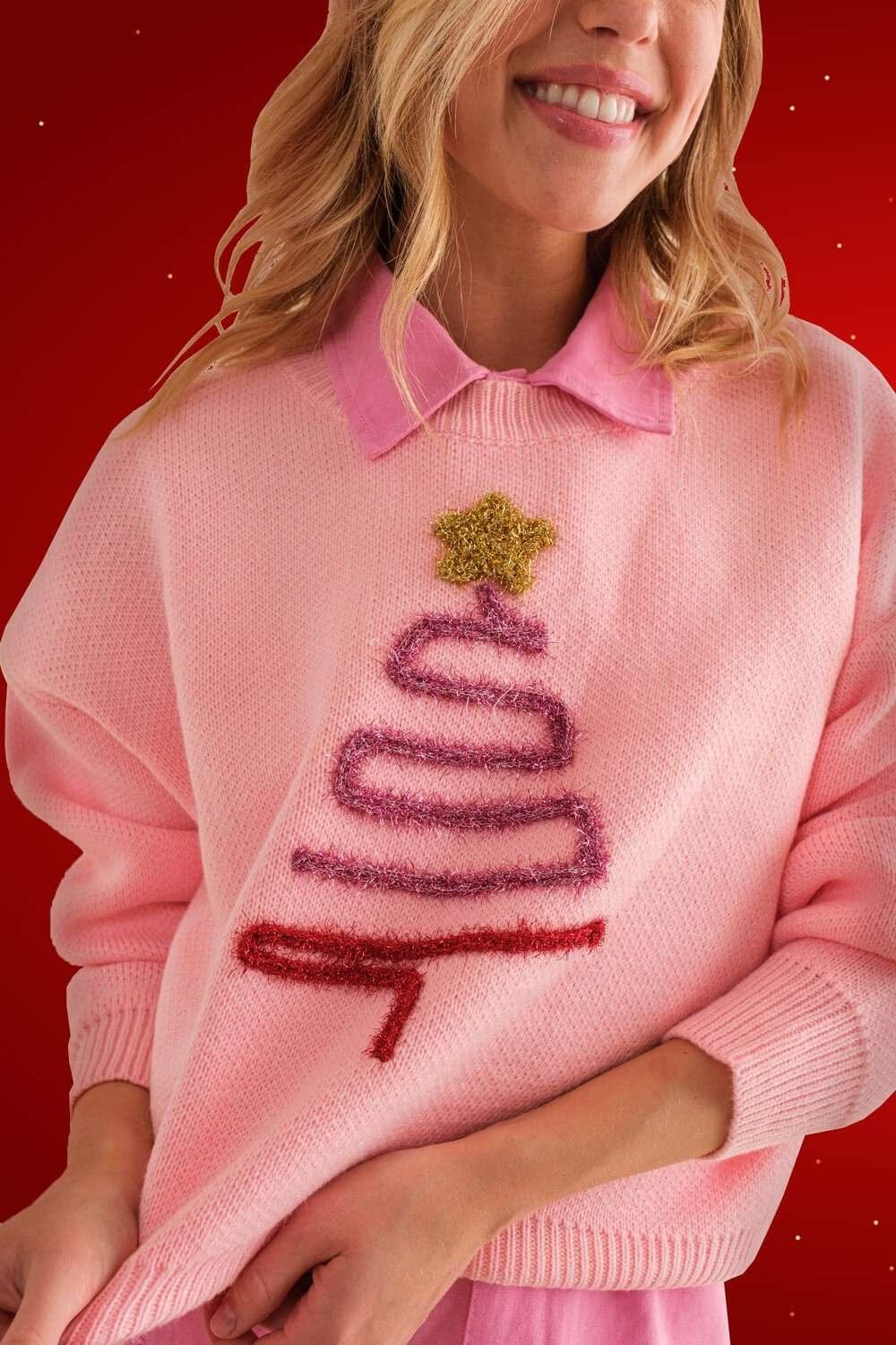 Squiggle Tree Tinsel Sweater Main Strip 