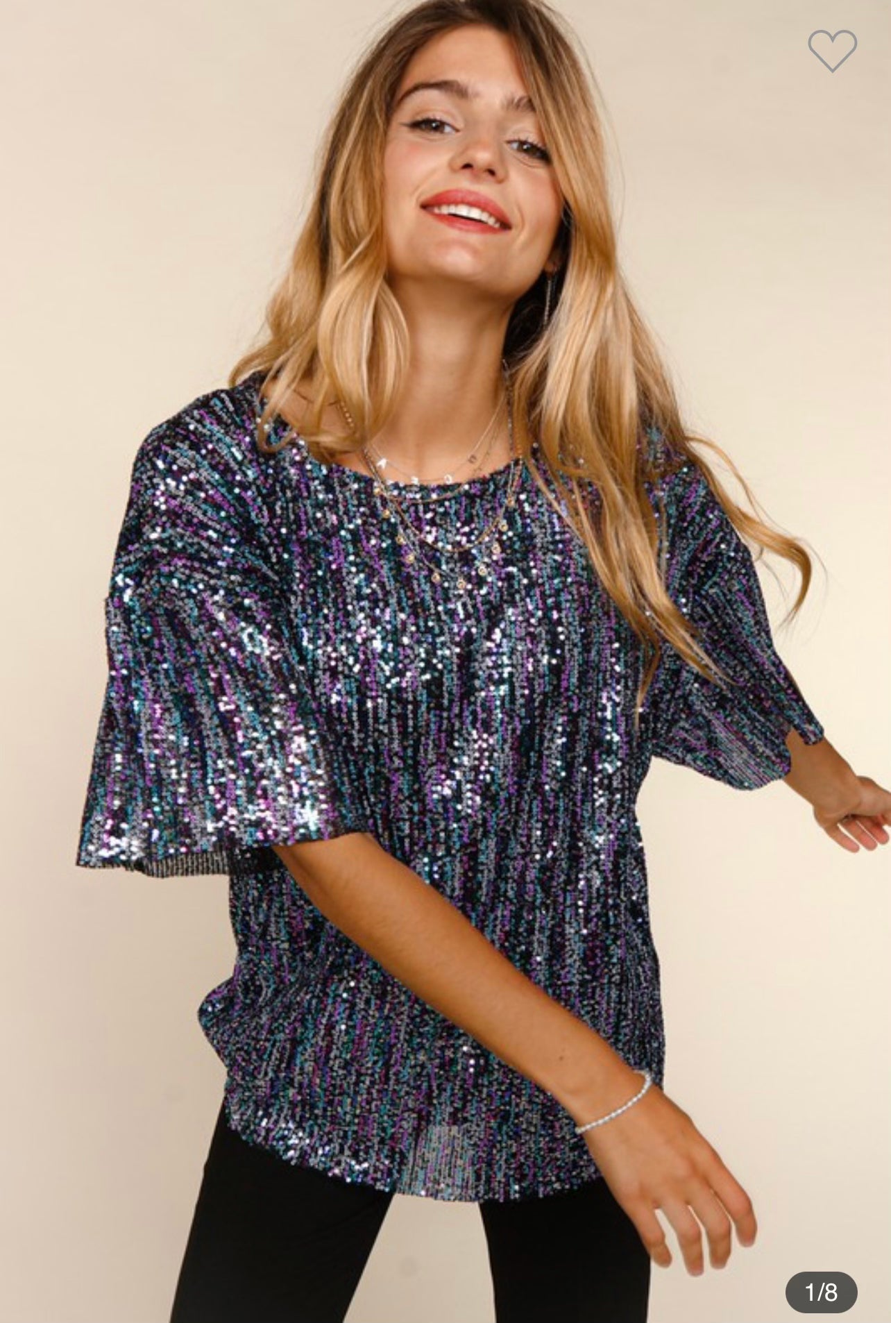 SS Lavender and Silver Sequin Tunic Top Haptics 