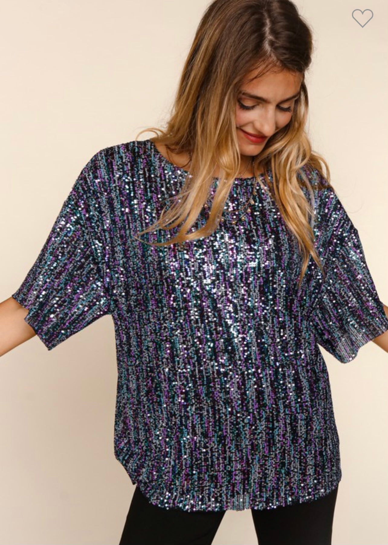 SS Lavender and Silver Sequin Tunic Top Haptics 