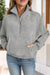 Stand Collar Ribbed Thumbhole Sleeve Sweatshirt Shewin 