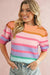 Stripe Bubble Sleeve Gradient Knit Top shewin 