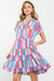 Striped Blue Colorblock Tiered Dress thml 