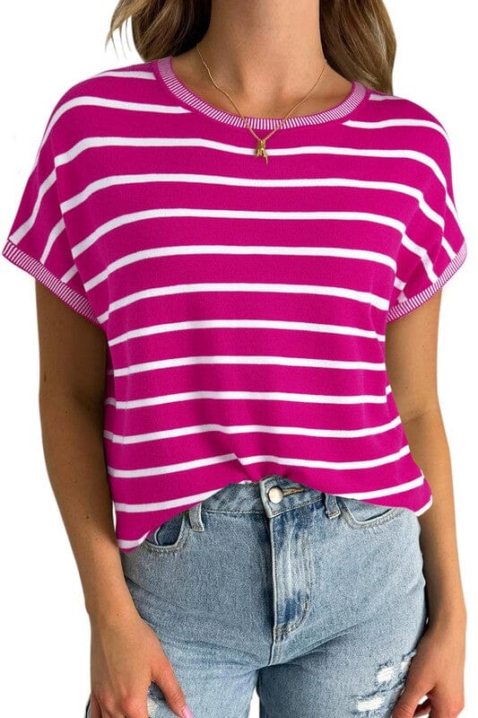 Striped Boat Neck Tee Shewin 