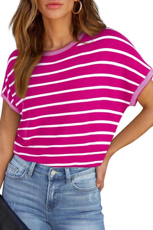 Striped Boat Neck Tee Shewin 