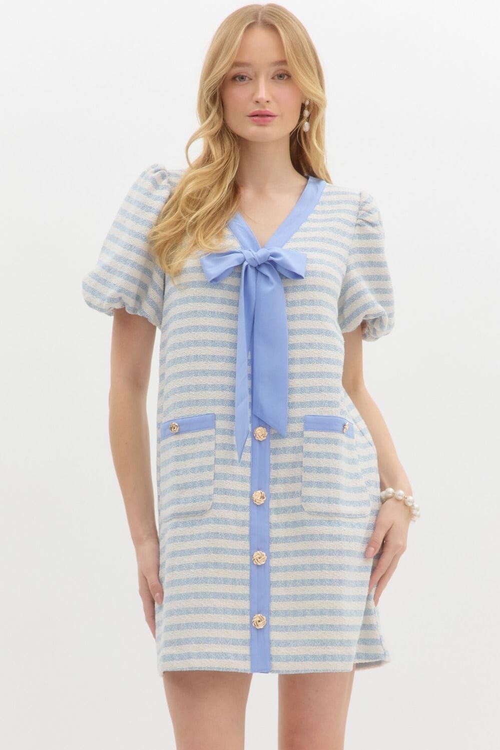Striped Bow Front Dress Entro 