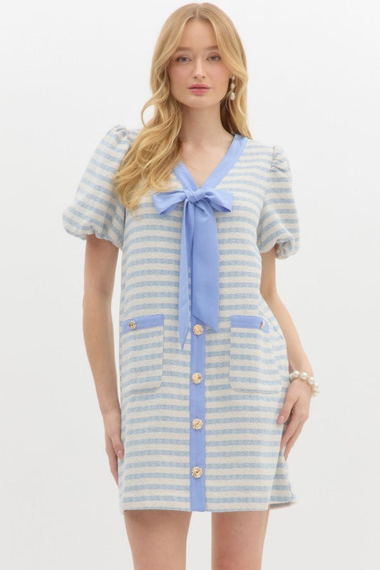 Striped Bow Front Dress Entro 