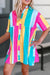 Striped Colorblock Shirt Dress Shewin 