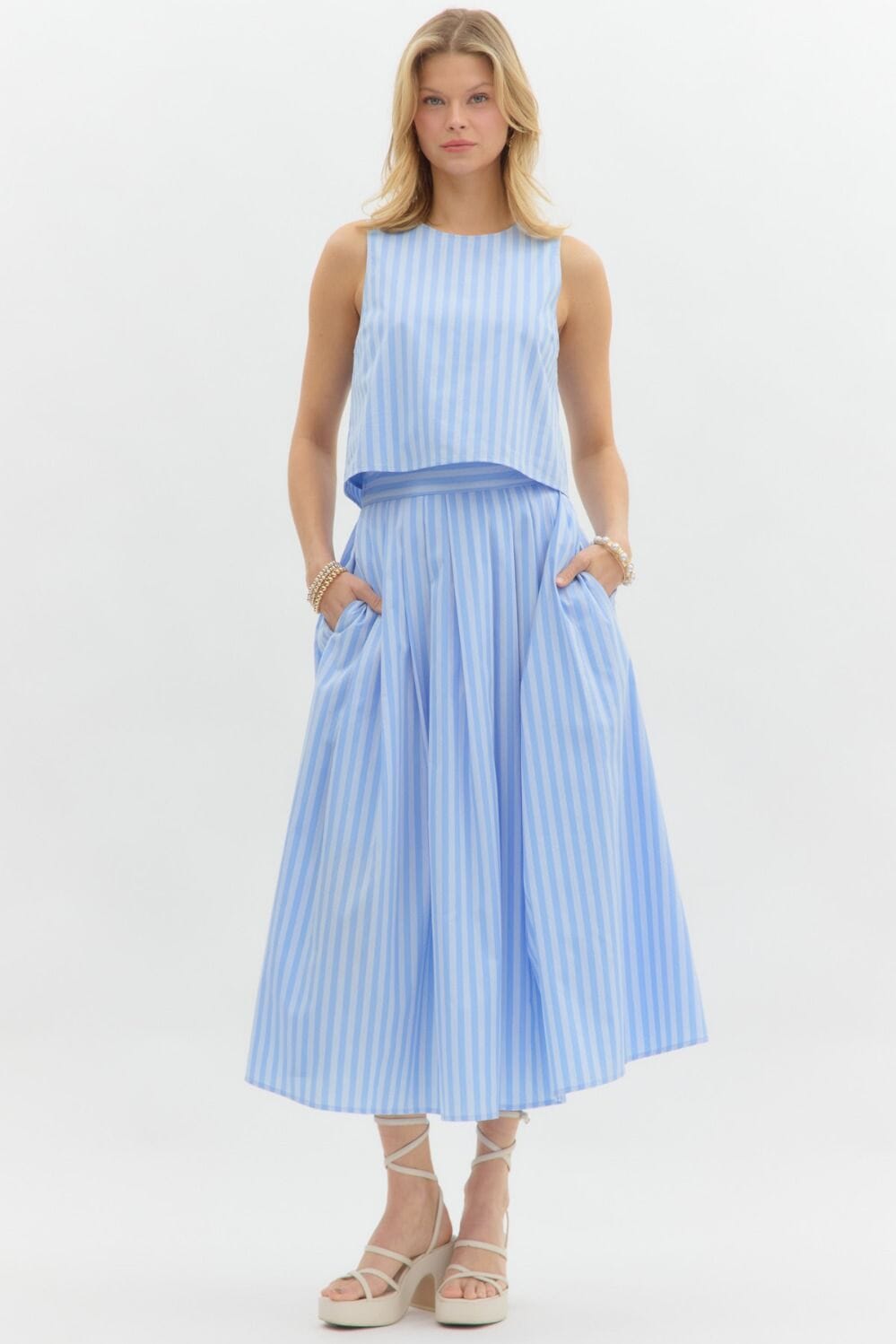 Striped Cotton Poplin Skirt Set Entro 