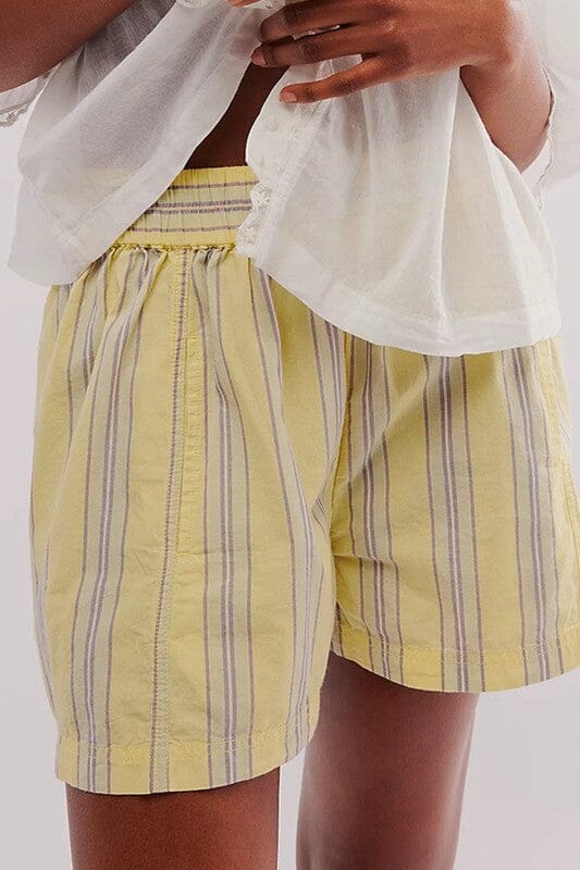 Striped Elastic Waist Shorts Mayah Overseas 