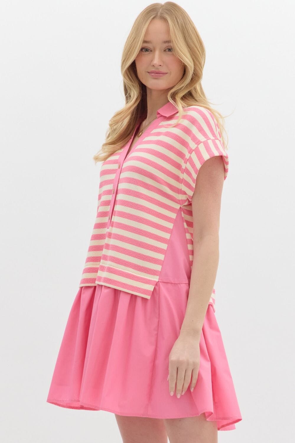 Striped Mixed Media Dress Entro 