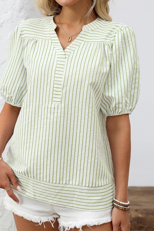 Striped Puff Sleeve Top Asia Direct 