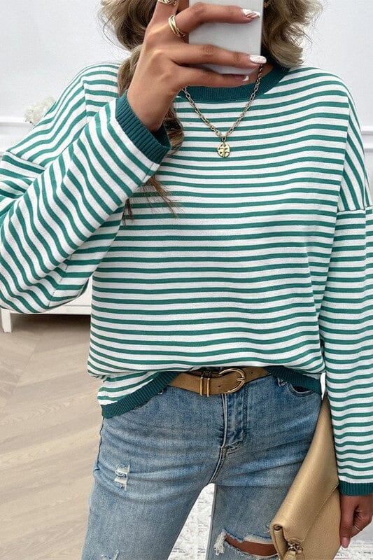 Striped Round Neck Knit Top Asia Direct 