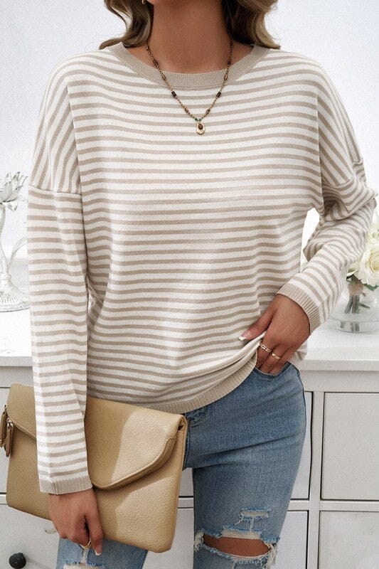 Striped Round Neck Knit Top Asia Direct 