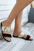 Suede Metallic Two Tone Flat Slippers Kentce 