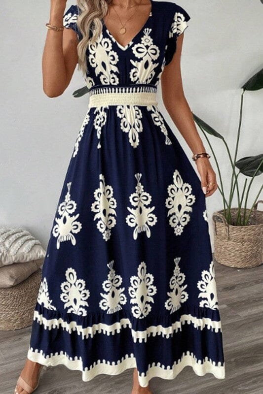 Summer Special - Boho Flutter Sleeve Maxi Wholesalesir small Navy 