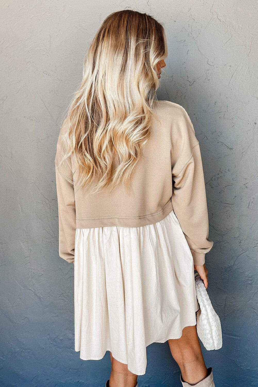Sweatshirt Poplin 2-in-1 Mini Dress SNAP-Something New And Pretty 