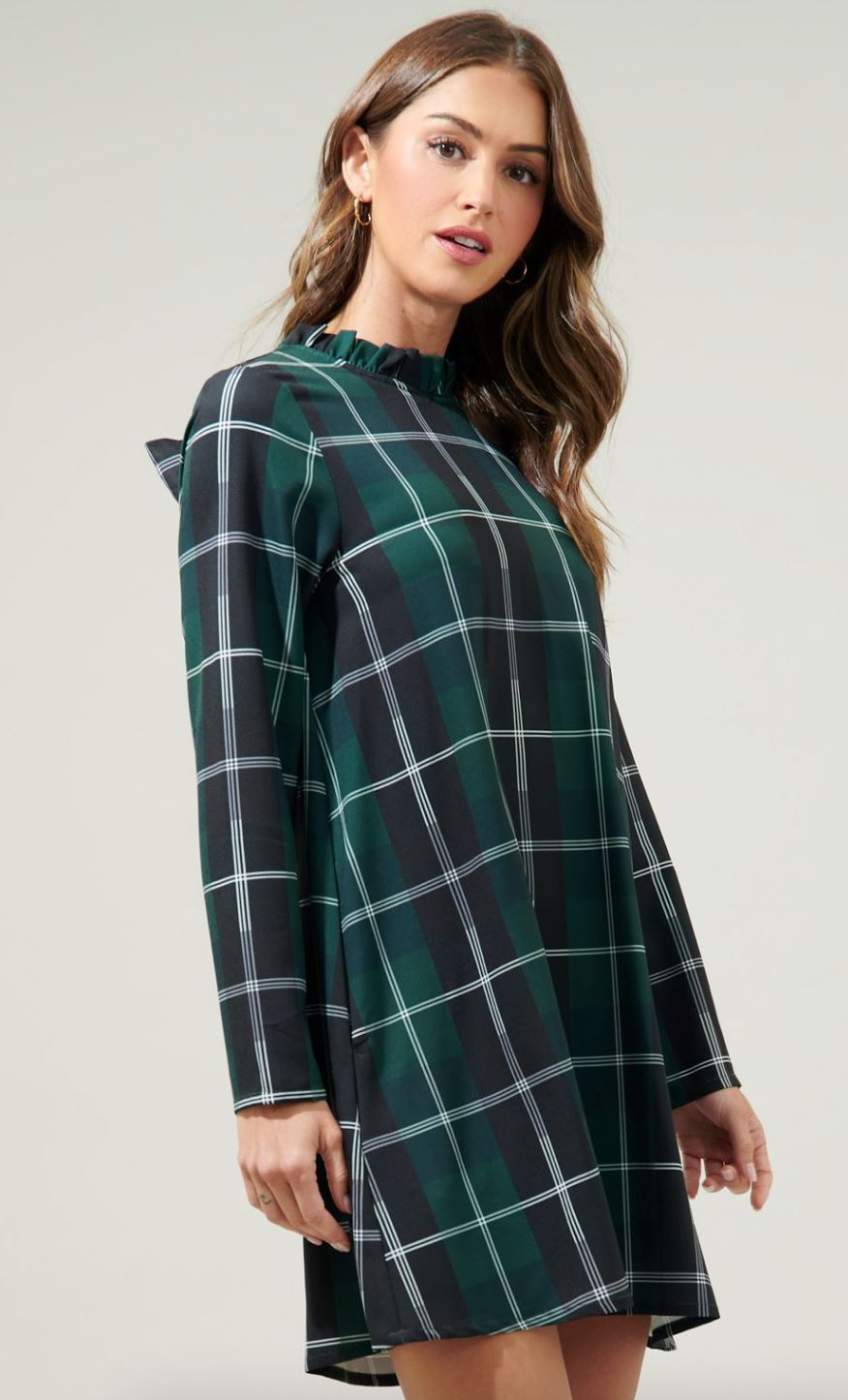 Sweet Beyond Long Sleeve Plaid Mini Dress Sugarlips 