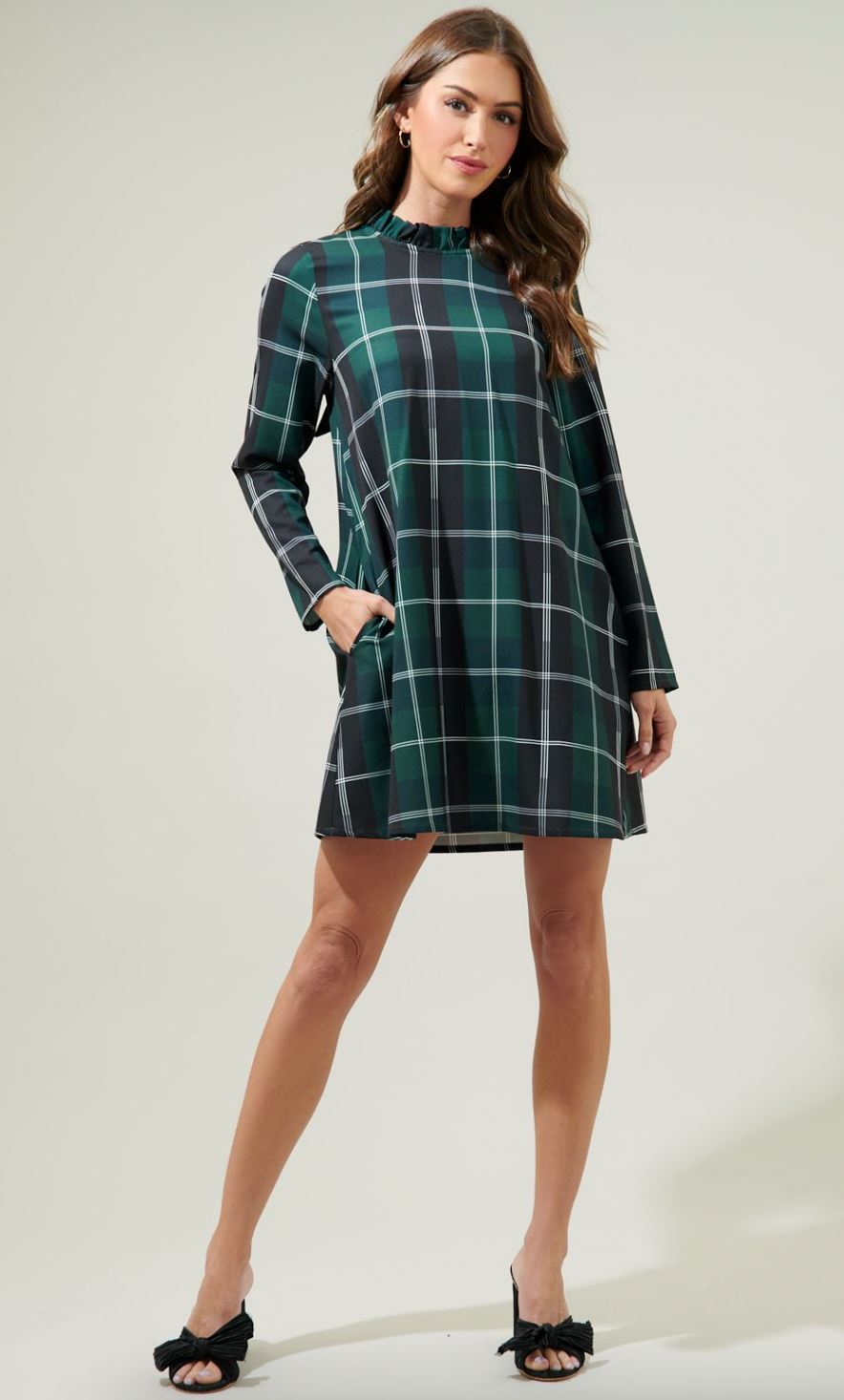 Sweet Beyond Long Sleeve Plaid Mini Dress – SNAP-Something New And Pretty