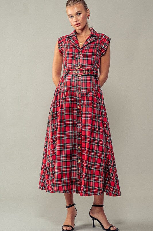 Tartan Midi with Belt Bighit 