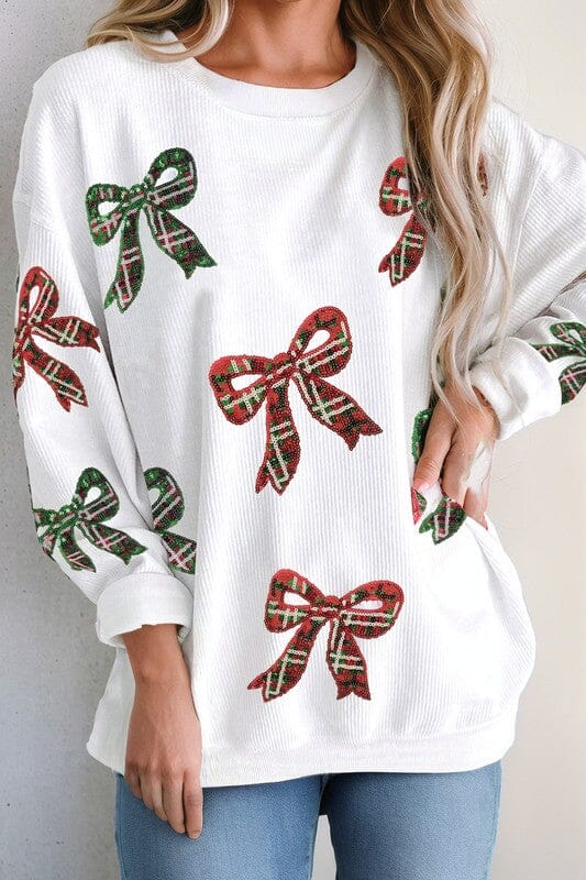 Tartan Sequin Bow Top Shewin 