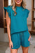 Teal and Green Textured Flutter Sleeve Sets Shewin 