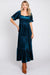 Teal Smocked Chest Velvet Dress geegee 