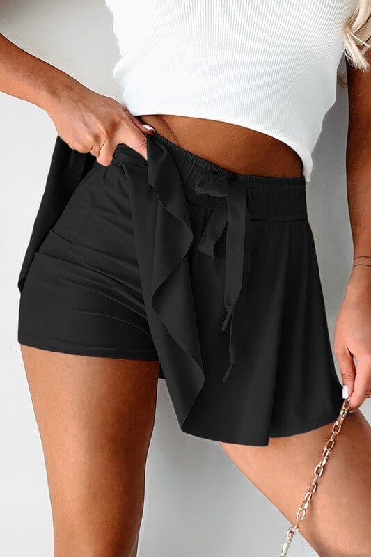 Tennis Skort with Adjustable Waist Shewin small Black 