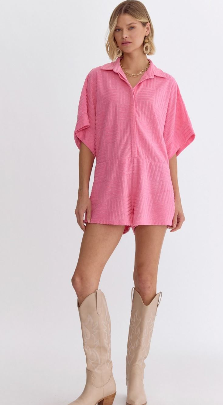 Terry Textured Romper Coverup entro 