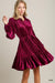 Texture Stripe Velvet Shirt Collared Dress Style U 