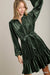 Texture Stripe Velvet Shirt Collared Dress Style U 