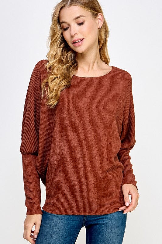 Textured Dolman Sleeve Sweater 2 hearts 