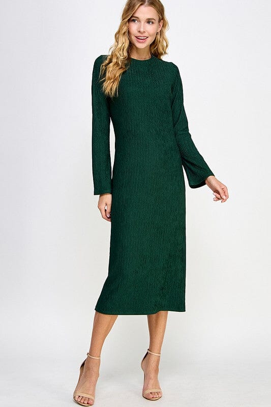 Textured Flare Sleeve Midi 2 hearts 
