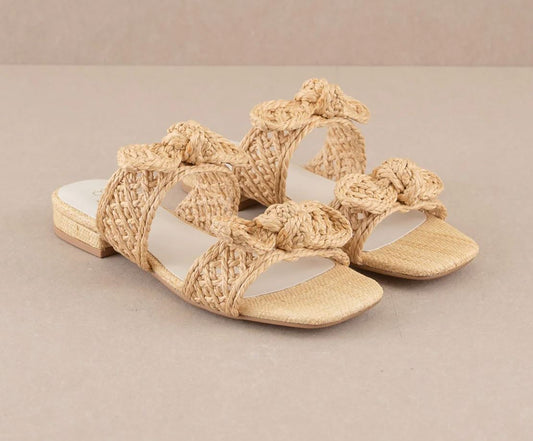 The Esther Wheat | Raffia Bow Sandals oasis society 