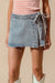 TIE DENIM SKORT WITH FRAYED CUT EDGE DETAIL So Me 